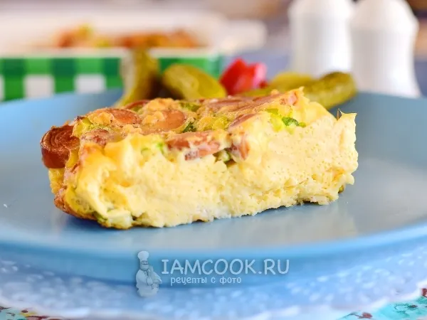 Фото блюда: Омлет с колбасой в духовке