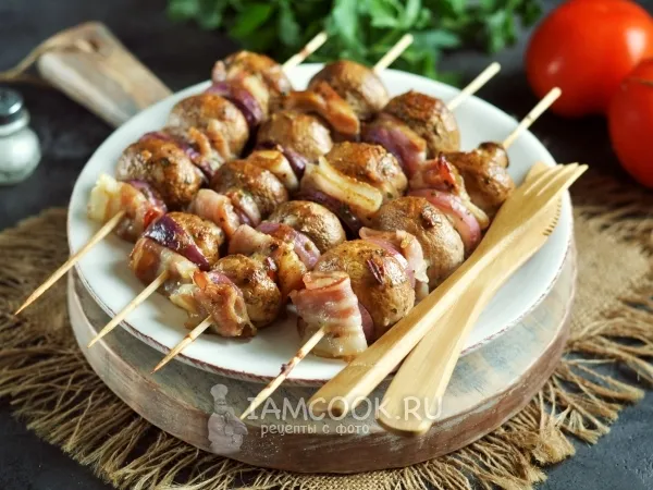 Фото блюда: Шашлык из шампиньонов в духовке