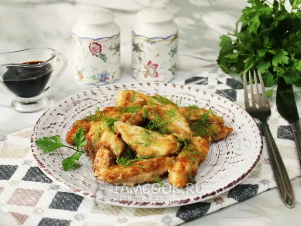 Фото блюда: Куриное филе в крахмале на сковороде