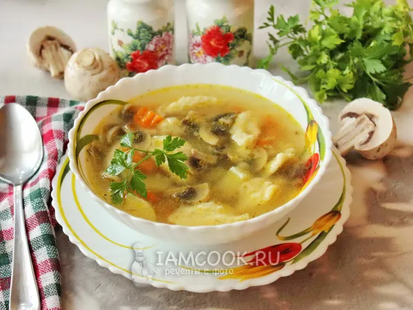 Фото блюда: Грибной суп с клецками