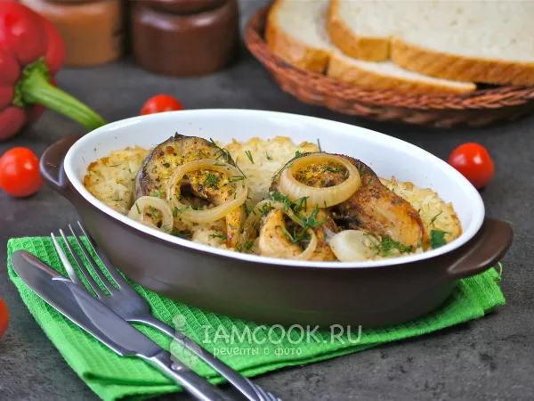 Фото блюда: Скумбрия с рисом в духовке