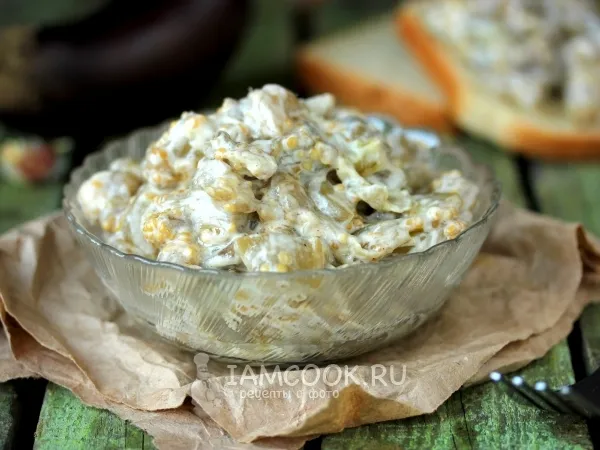 Фото блюда: Закуска из баклажанов с майонезом и чесноком