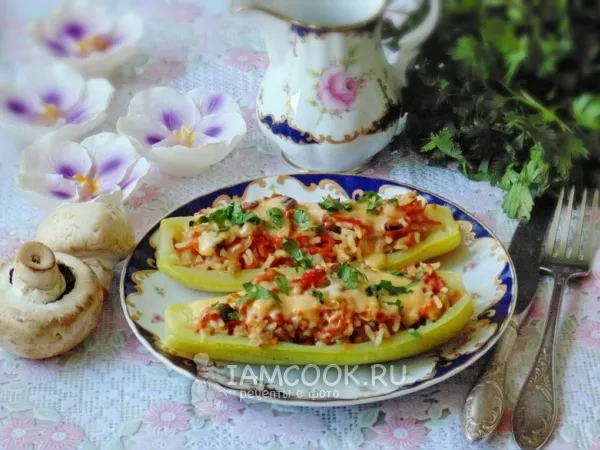 Фото блюда: Кабачки фаршированные рисом и грибами