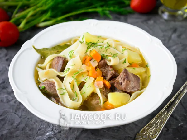 Фото блюда: Суп с куриной печенью и лапшой