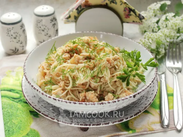 Фото блюда: Спагетти с фаршем и помидорами