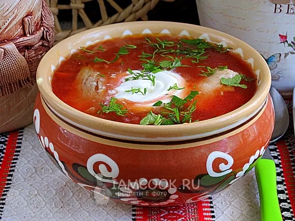 Фото блюда: Борщ с карамелизированной свеклой