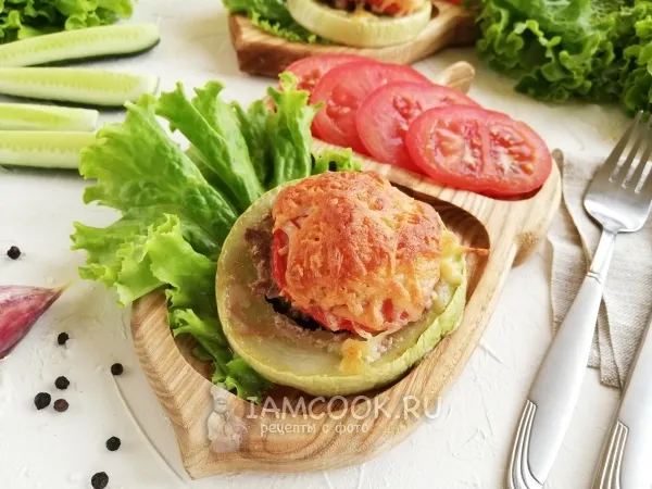 Фото блюда: Кольца кабачков с фаршем в духовке