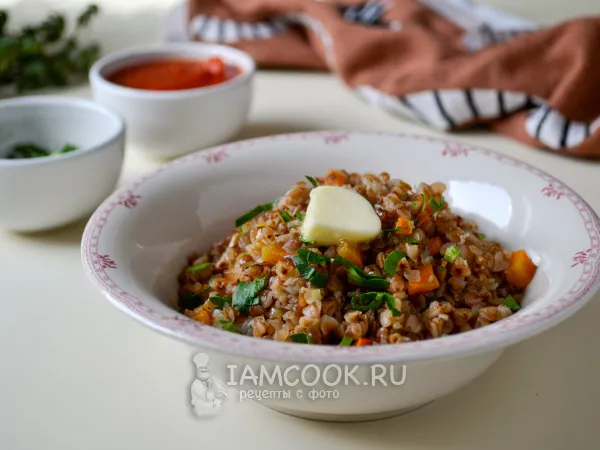 Фото блюда: Гречка с овощами в аэрогриле