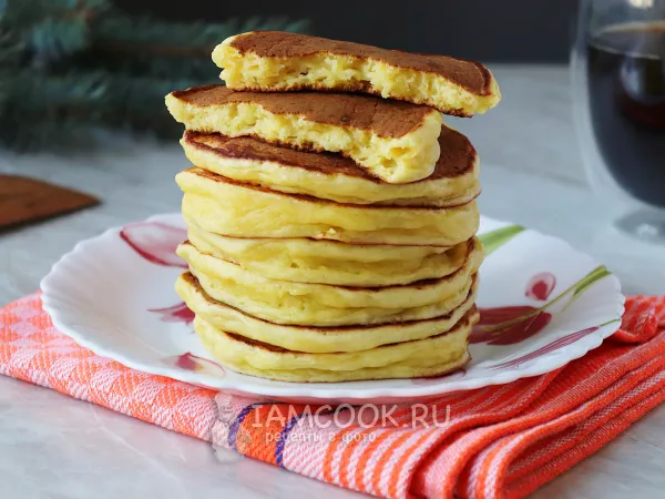 Фото блюда: Панкейки на кефире с творогом