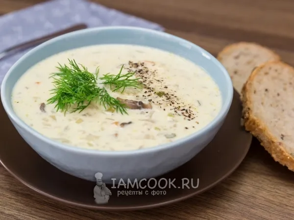 Фото блюда: Сливочный суп с грибами и сельдереем