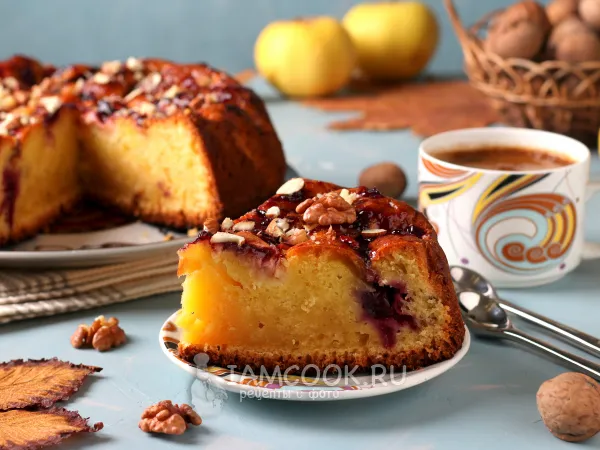 Фото блюда: Пирог на йогурте с фруктами в духовке