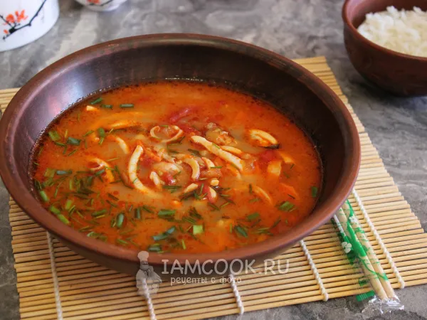 Фото блюда: Том ям с мидиями и кальмарами