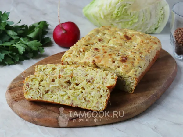 Фото блюда: Заливной пирог с капустой и гречкой