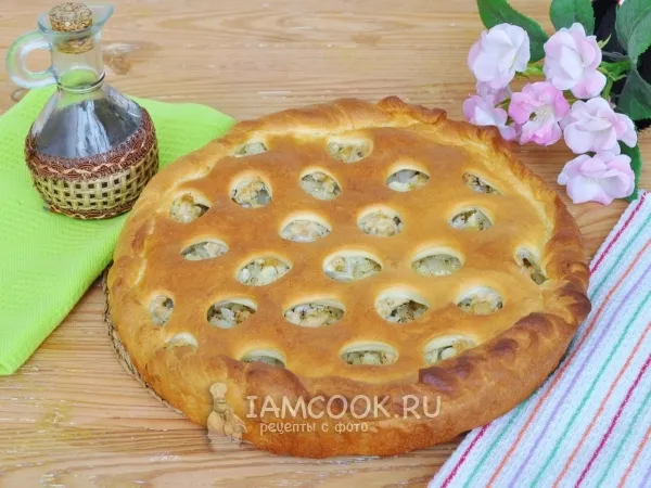 Фото блюда: Пирог с индейкой и картофелем в горошек