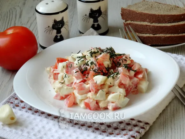 Фото блюда: Салат с вареным яйцом и помидорами