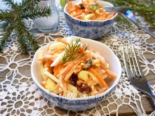 Фото блюда: Салат из моркови с яйцом, чесноком и майонезом