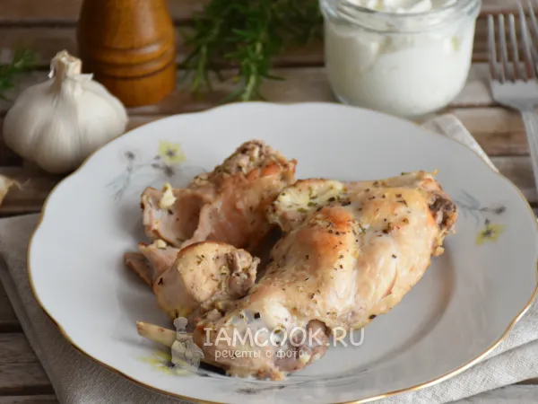 Фото блюда: Кролик тушеный в сметане с чесноком