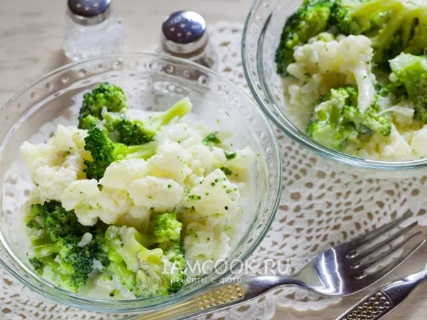 Фото блюда: Салат из брокколи и цветной капусты