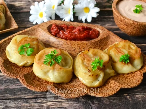 Фото блюда: Жареные манты на сковороде