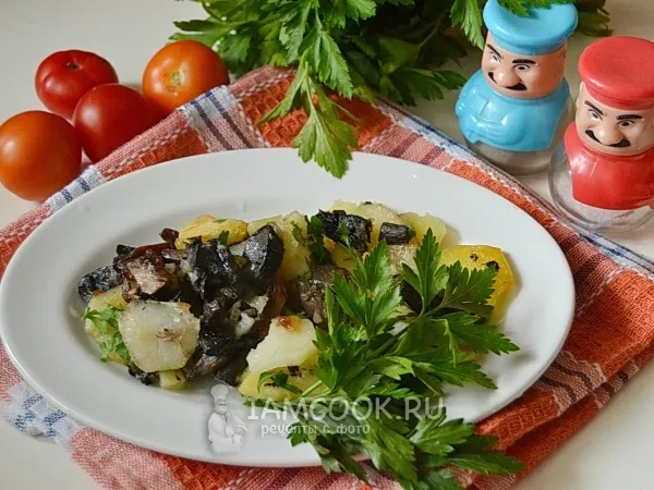 Фото блюда: Подберезовики жареные с картошкой