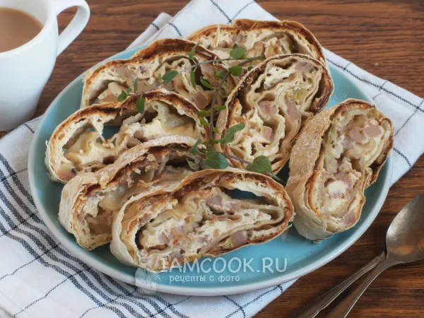 Фото блюда: Рулет из творога с бананом в лаваше