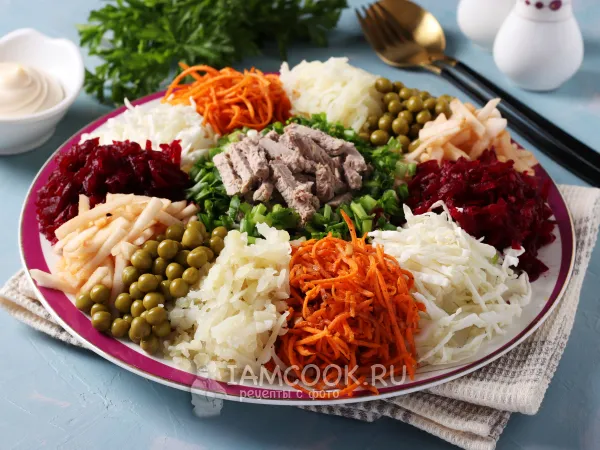 Фото блюда: Салат Ералаш с корейской морковью