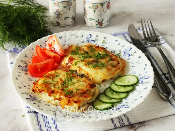 Фото блюда: Филе камбалы в брикетах на сковороде