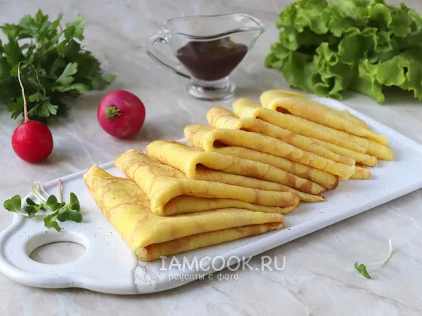 Фото блюда: Блины с луком в тесте (на молоке)