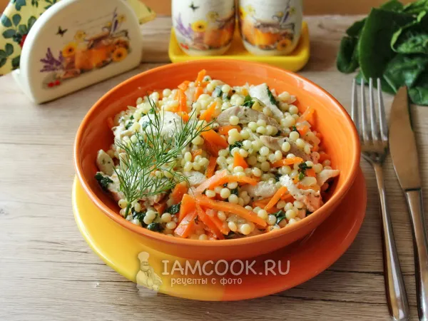 Фото блюда: Птитим с курицей и шпинатом