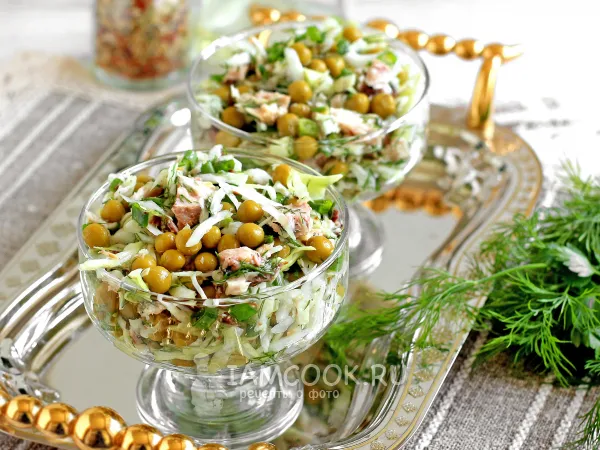 Фото блюда: Салат с капустой и рыбными консервами