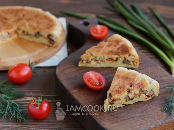 Фото блюда: Заливной пирог с курицей в мультиварке