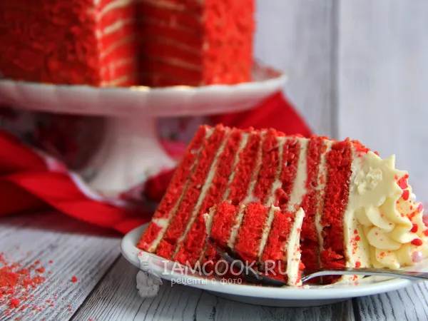 Фото блюда: Торт «Красный бархат» на сковороде