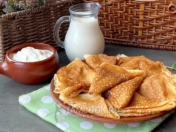 Фото блюда: Тонкие блины с дырочками (с крахмалом)