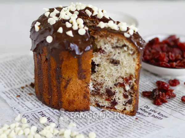 Фото блюда: Шоколадный кулич с клюквой