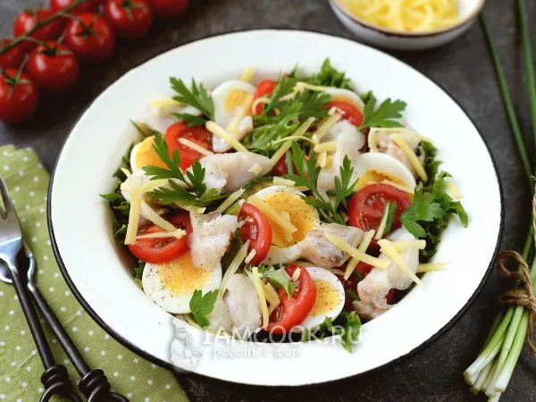 Фото блюда: Салат из морского окуня (отварного)