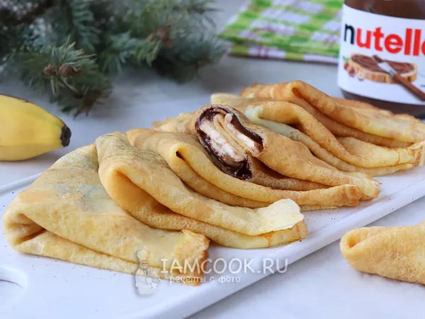Фото блюда: Блины с нутеллой и бананом