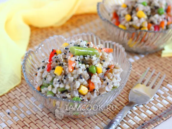 Фото блюда: Зелёная гречка с овощами