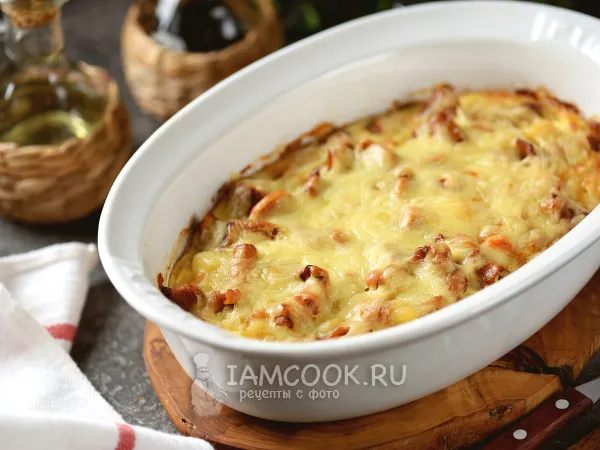 Фото блюда: Лисички с картошкой и сыром в духовке