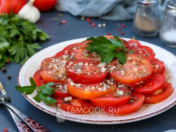 Фото блюда: Закусочные помидоры с мёдом и чесноком