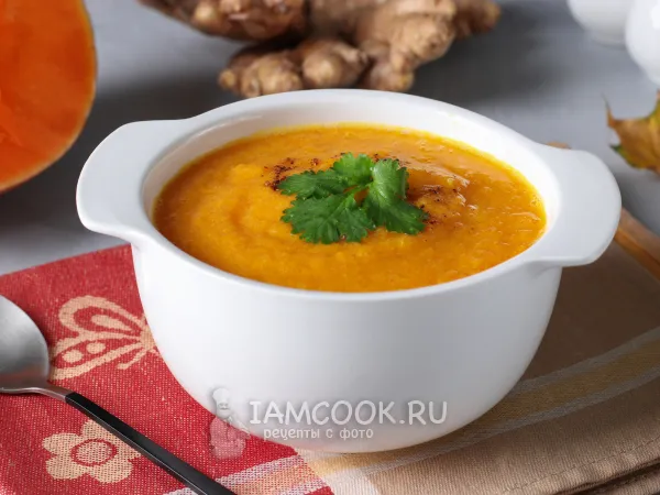 Фото блюда: Тыквенный суп-пюре с курицей и имбирём