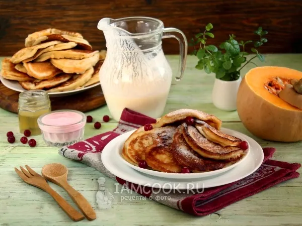 Фото блюда: Оладьи на простокваше с тыквой