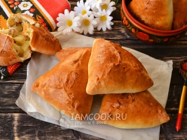 Фото блюда: Курники с курицей и картошкой на дрожжевом тесте