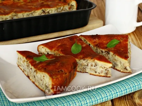 Фото блюда: Заливной пирог с сайрой и рисом