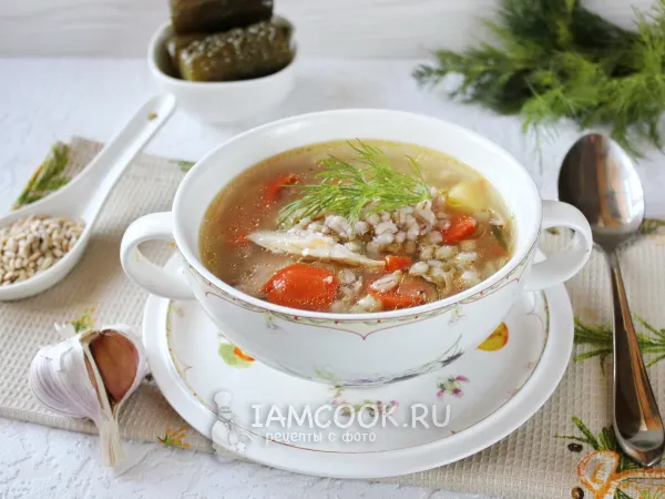 Фото блюда: Рассольник с индейкой и перловкой