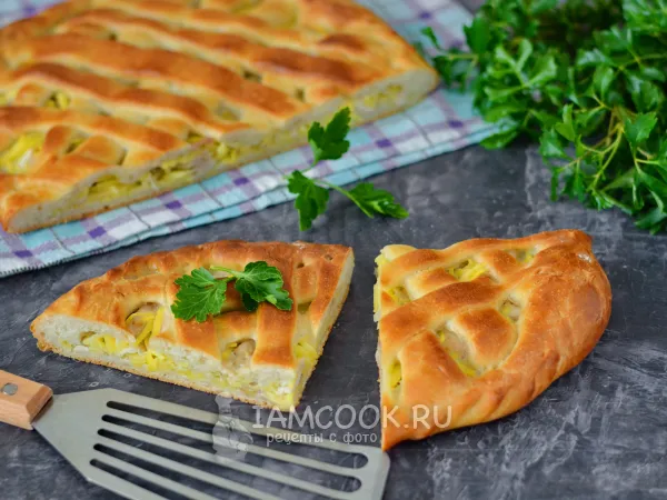 Фото блюда: Пирог из дрожжевого теста с курицей и картошкой