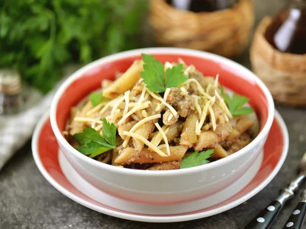 Фото блюда: Макароны с ливерной колбасой