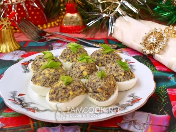 Фото блюда: Яйца фаршированные грибами