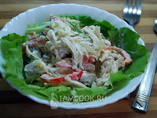 Фото блюда: Куриный салат с ветчиной