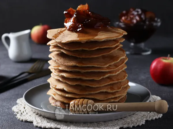 Фото блюда: Панкейки на молоке с яблоками