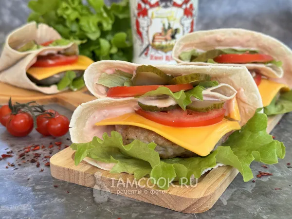 Фото блюда: Бургер в лаваше